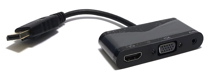 DP M to HDMI F + VGA F + 3.5mm Audio Jack Converter